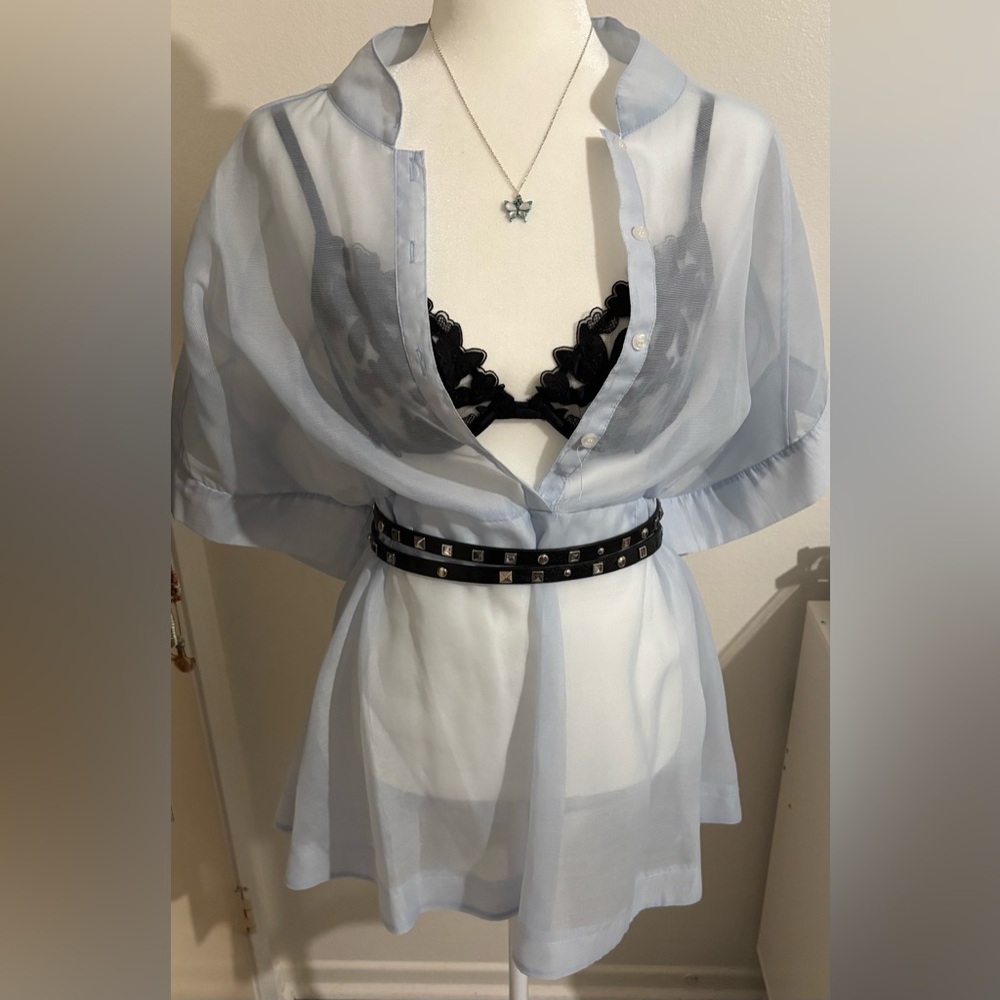 Show Me Your MuMu Sheer Blue Mini Dress